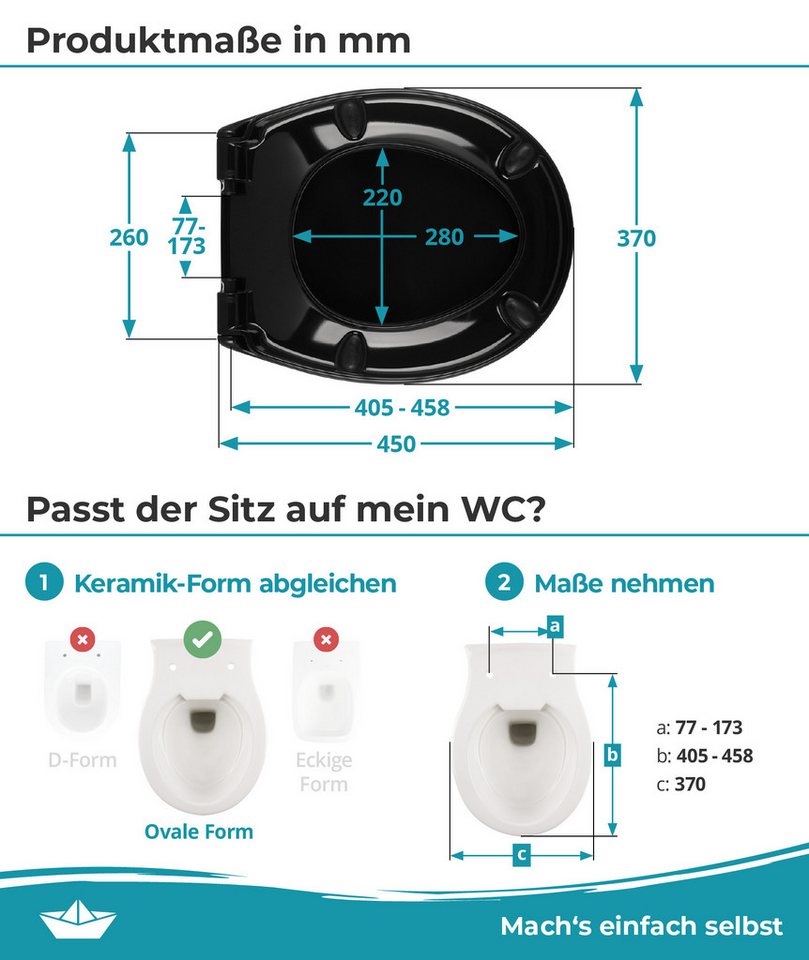 Calmwaters WC-Sitz Original, Premium, Made in EU, Absenkautomatik, bis 250 kg, Abnehmbar, 26LP6149 – Bild 5 von 5