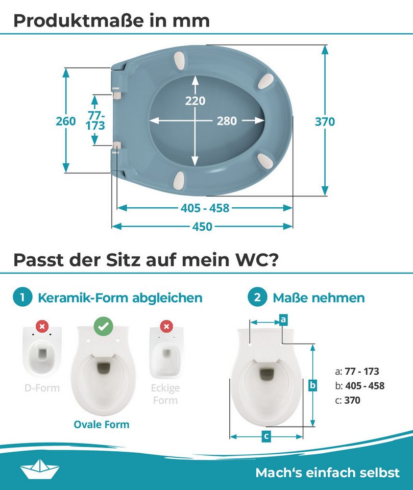 Calmwaters WC-Sitz Original, Premium, Made in EU, Absenkautomatik, bis 250 kg, Abnehmbar, 26LP6228 – Bild 5 von 5