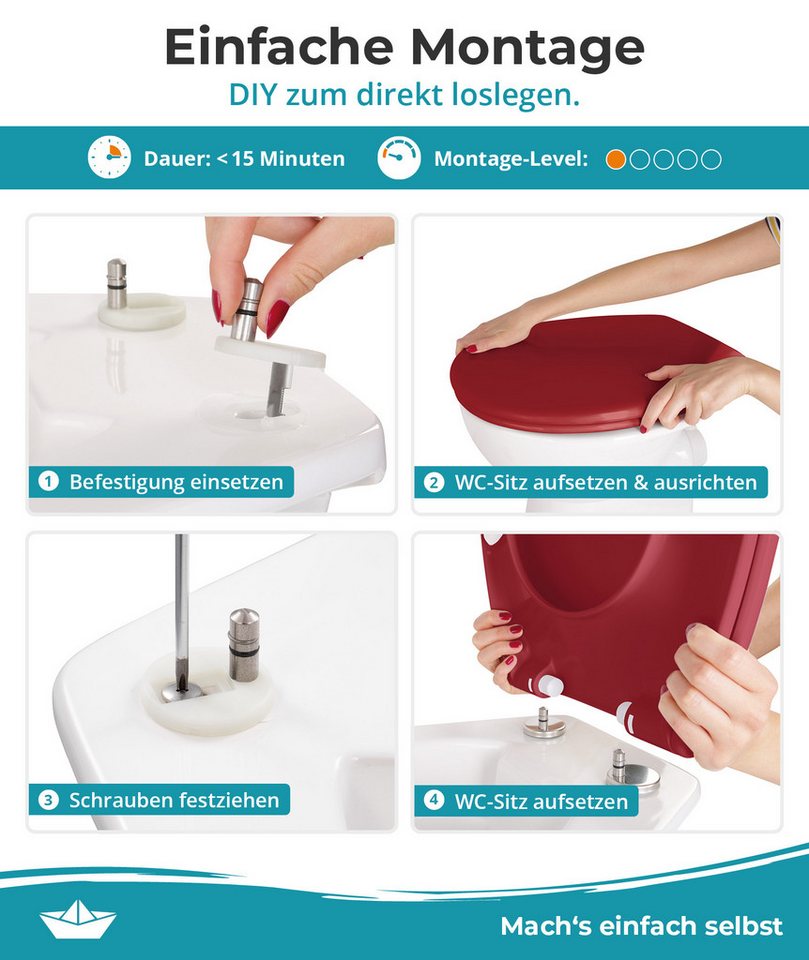 Calmwaters WC-Sitz Original, Premium, Made in EU, Absenkautomatik, bis 250 kg, Abnehmbar, 26LP6209 – Bild 2 von 5