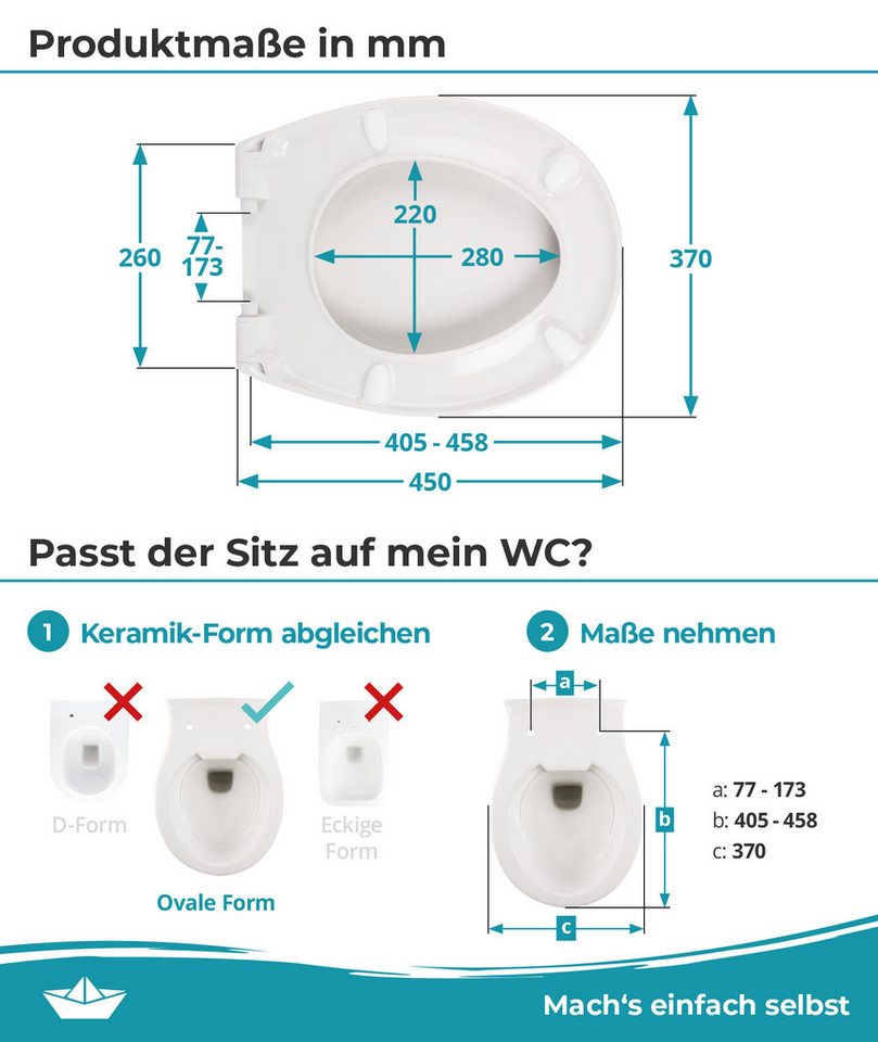 Calmwaters WC-Sitz Original, Premium, Made in EU, Absenkautomatik, bis 250 kg, Abnehmbar, 26LP2904 – Bild 5 von 5