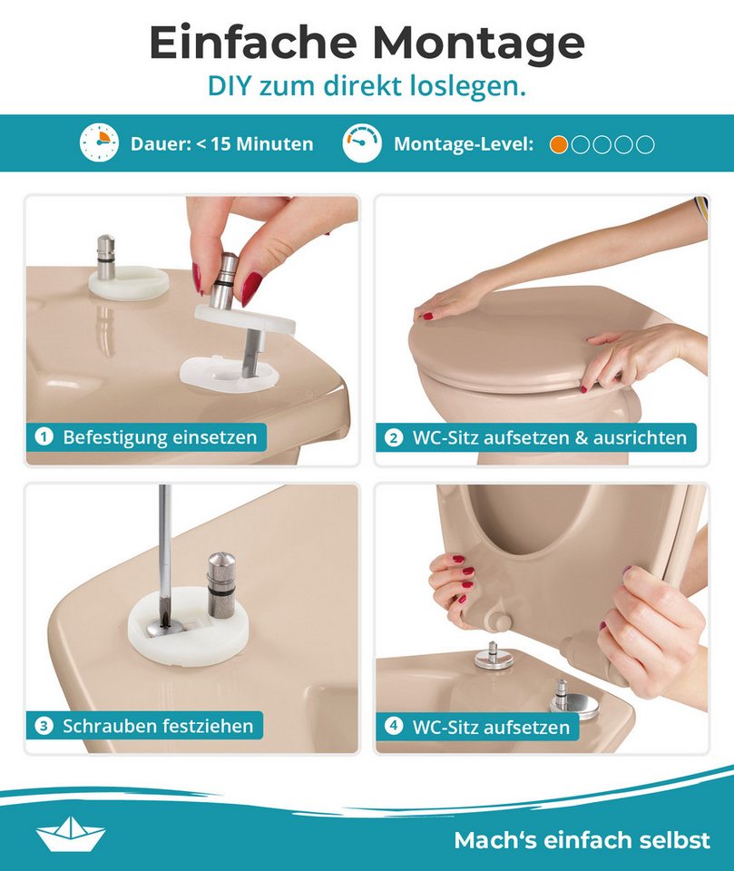 Calmwaters WC-Sitz Original, Premium, Made in EU, Absenkautomatik, bis 250 kg, Abnehmbar, 26LP6139 – Bild 2 von 5