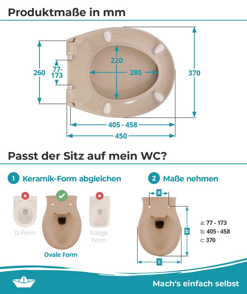 Calmwaters WC-Sitz Original, Premium, Made in EU, Absenkautomatik, bis 250 kg, Abnehmbar, 26LP6139 – Bild 5 von 5
