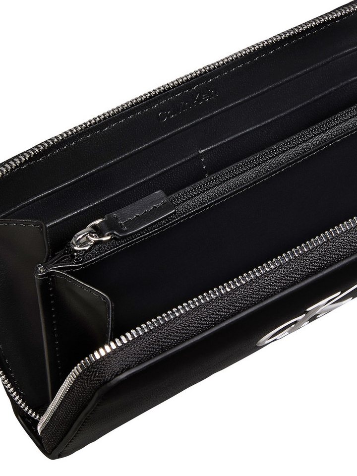 Calvin Klein Geldbörse BOLD CK LONG ZIP AROUND, Portemonnaie, Money Pocket mit weißem CK-Logo – Bild 3 von 3