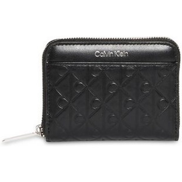 Calvin Klein Geldbörse EMBLEM AOP EMBOSSED ZIP AROUND, Damen Geldbeutel, Portemonnaie mit CK-Schriftzug