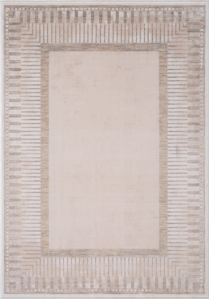 Calvin Klein home Teppich Luster, mit Fransen, Designerteppich, rechteckig, Höhe: 6 mm, Rahmen, Muster, meliert, Wohnzimmer, Schlafzimmer, Esszimmer – Bild 2 von 5