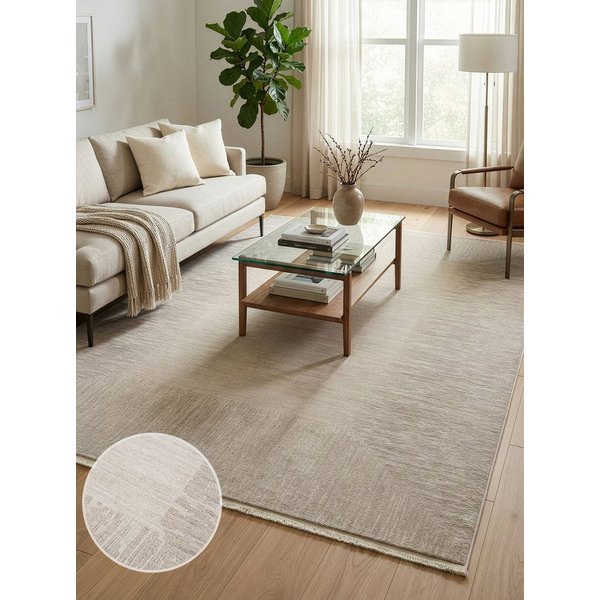 Calvin Klein home Teppich Passages, mit Fransen, Designerteppich, rechteckig, Höhe: 5 mm, Rahmen, meliert, Wohnzimmer, Schlafzimmer, Esszimmer