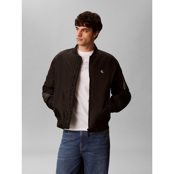 Calvin Klein Jeans Bomberjacke Rippkragen, Regular Fit, Logo-Stickerei