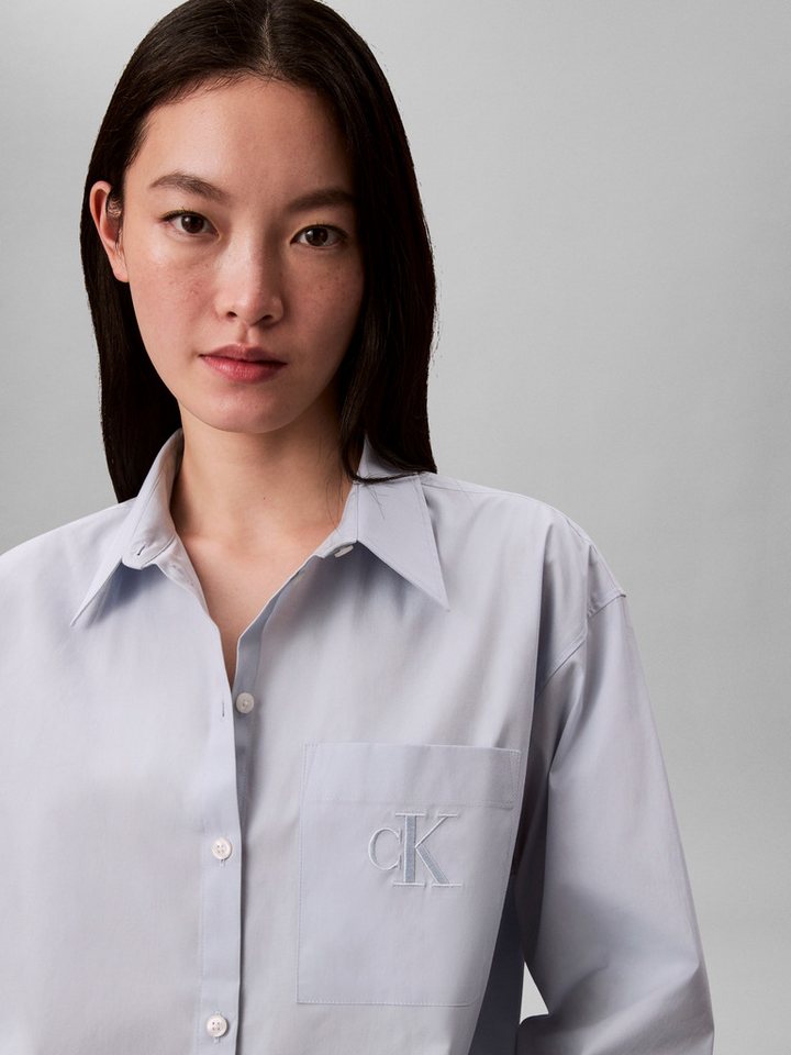 Calvin Klein Jeans Hemdbluse relaxte Passform, Stickerei auf der Brusttasche – Bild 3 von 5
