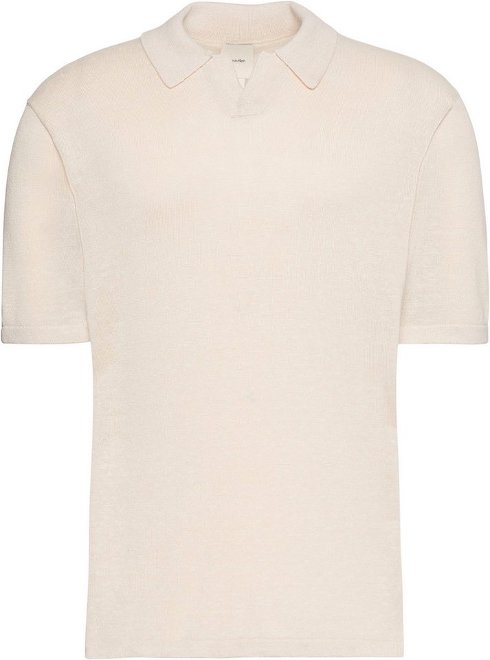 Calvin Klein Jeans Kurzarmpullover Feinstrick aus Leinenmix, Regular Fit, Polokragen – Bild 2 von 4