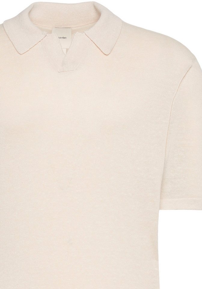 Calvin Klein Jeans Kurzarmpullover Feinstrick aus Leinenmix, Regular Fit, Polokragen – Bild 4 von 4