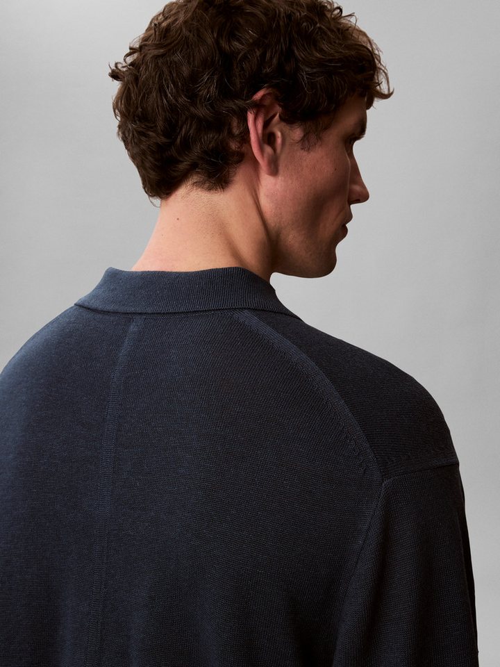Calvin Klein Jeans Kurzarmpullover Feinstrick aus Leinenmix, Regular Fit, Polokragen – Bild 3 von 5