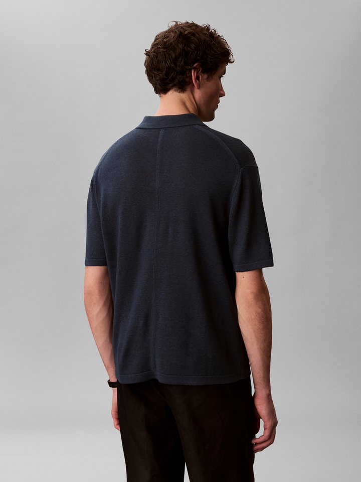 Calvin Klein Jeans Kurzarmpullover Feinstrick aus Leinenmix, Regular Fit, Polokragen – Bild 4 von 5