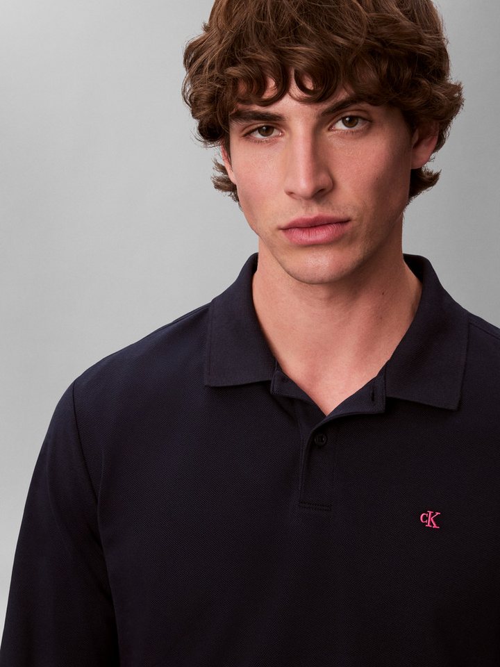 Calvin Klein Jeans Langarm-Poloshirt Regular fit mit Rundhalsausschnitt – Bild 4 von 5