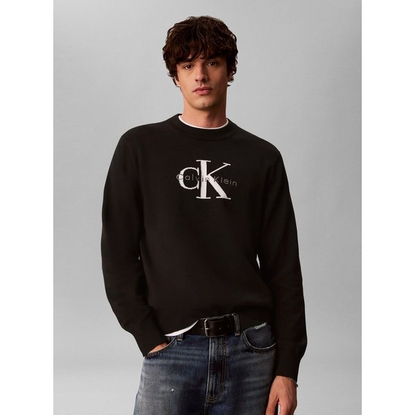 Calvin Klein Jeans Rundhalspullover COTTON MONOLOGO Regular fit mit Rundhalsausschnitt