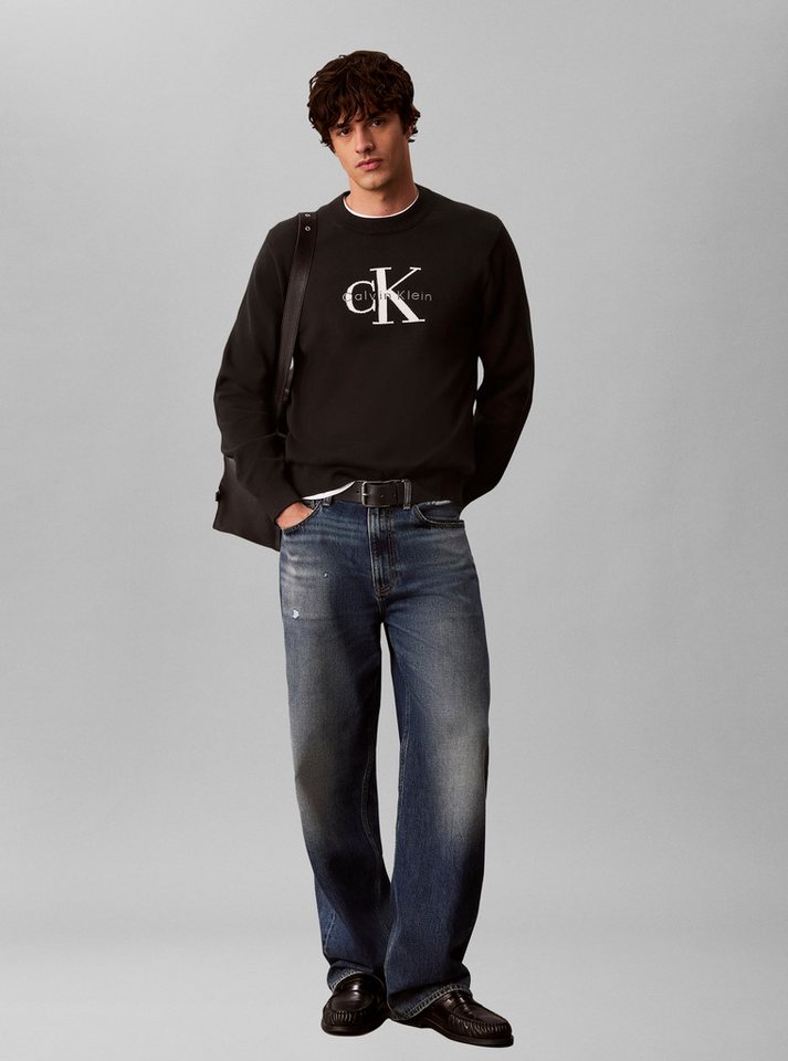 Calvin Klein Jeans Rundhalspullover COTTON MONOLOGO Regular fit mit Rundhalsausschnitt – Bild 5 von 5