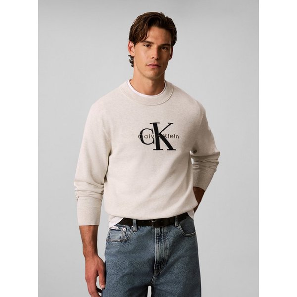 Calvin Klein Jeans Rundhalspullover COTTON MONOLOGO Regular fit mit Rundhalsausschnitt