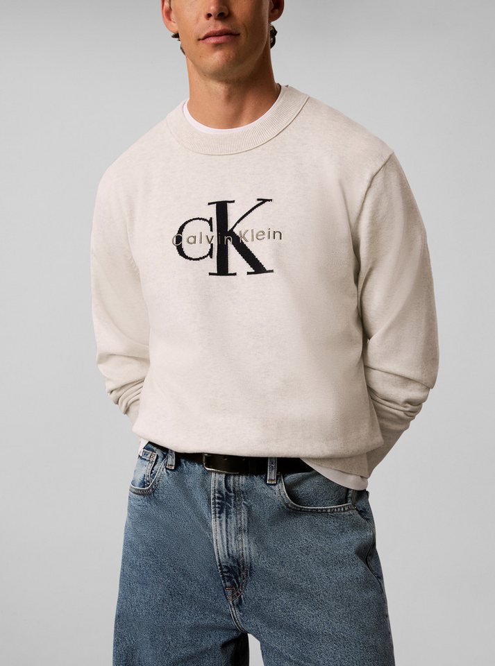 Calvin Klein Jeans Rundhalspullover COTTON MONOLOGO Regular fit mit Rundhalsausschnitt – Bild 3 von 5