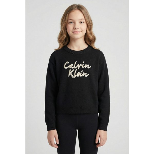 Calvin Klein Jeans Rundhalspullover LOGO METALLIC INTERSIA für Kinder bis 16 Jahre, große Stickerei