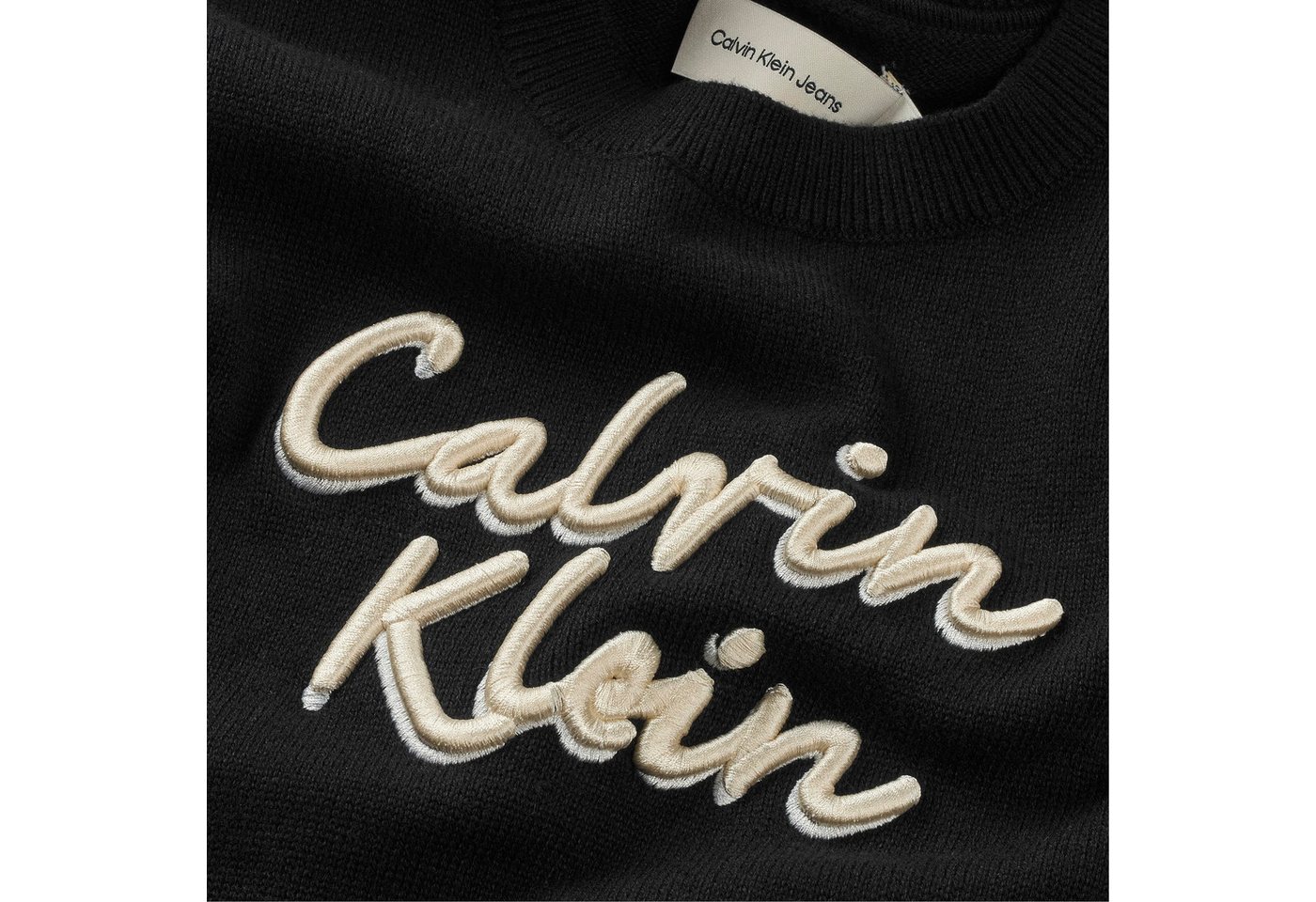 Calvin Klein Jeans Rundhalspullover LOGO METALLIC INTERSIA für Kinder bis 16 Jahre, große Stickerei – Bild 3 von 3