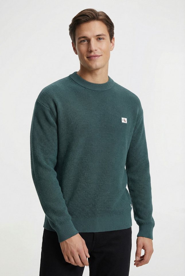 Calvin Klein Jeans Rundhalspullover LS EZ COTTON WAFFLE CRWNK SWTR 9 Rundhalsausschnitt, regular fit – Bild 2 von 4