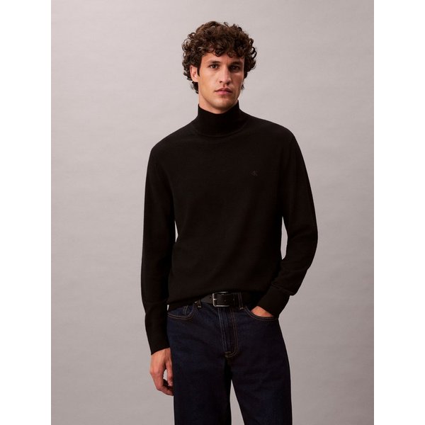 Calvin Klein Jeans Stehkragenpullover LS MERINO MOCK NECK SWTR 14GG aus Wolle mit Rundhalsausschnitt, regular fit