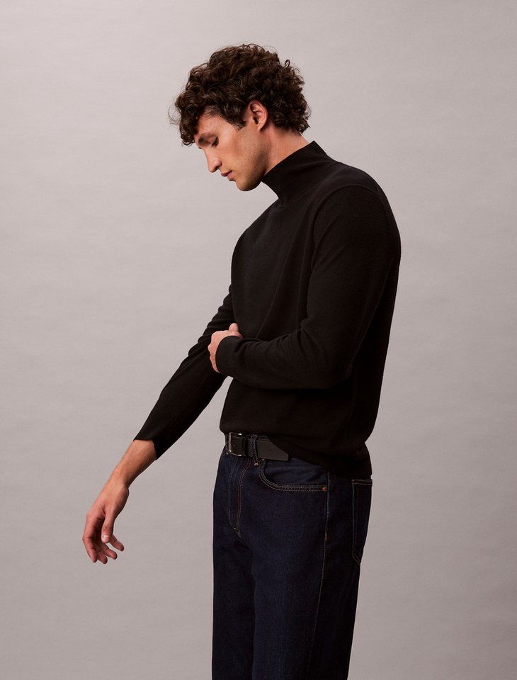 Calvin Klein Jeans Stehkragenpullover LS MERINO MOCK NECK SWTR 14GG aus Wolle mit Rundhalsausschnitt, regular fit – Bild 3 von 5