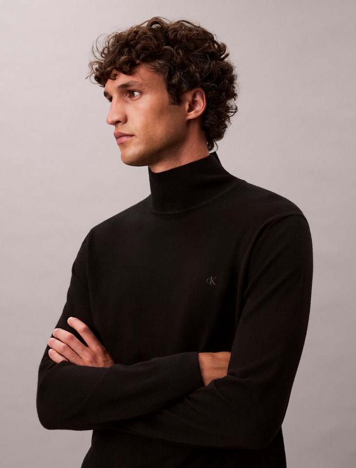 Calvin Klein Jeans Stehkragenpullover LS MERINO MOCK NECK SWTR 14GG aus Wolle mit Rundhalsausschnitt, regular fit – Bild 4 von 5