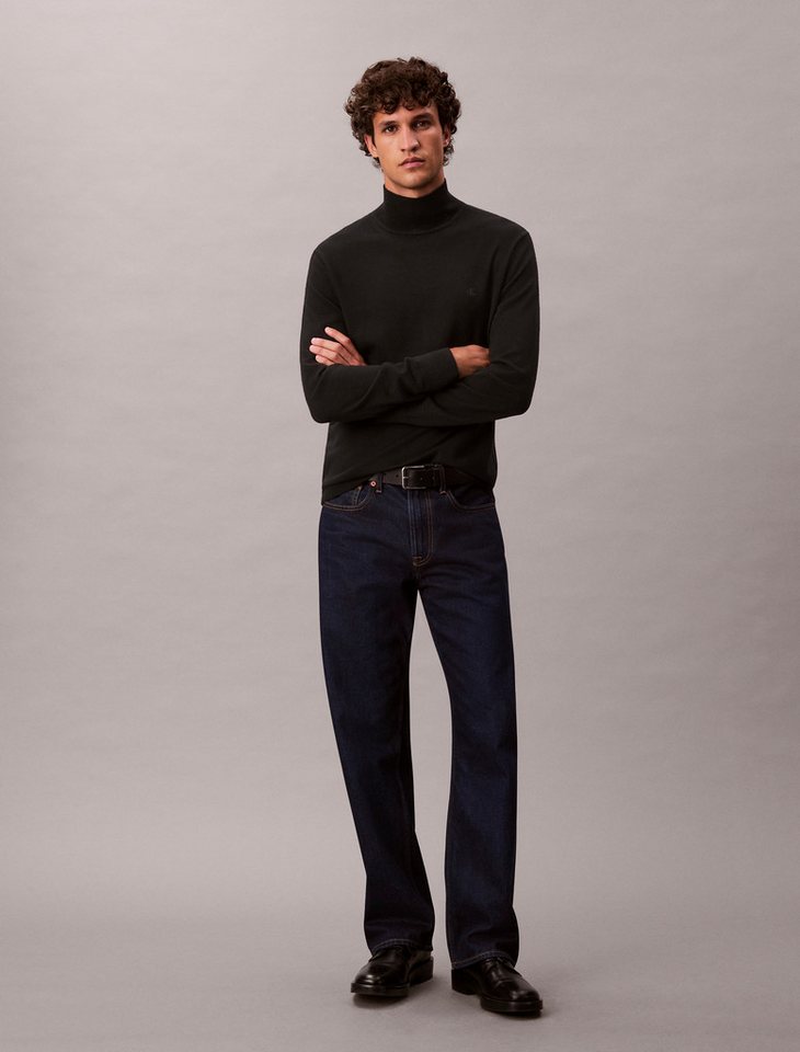 Calvin Klein Jeans Stehkragenpullover LS MERINO MOCK NECK SWTR 14GG aus Wolle mit Rundhalsausschnitt, regular fit – Bild 5 von 5