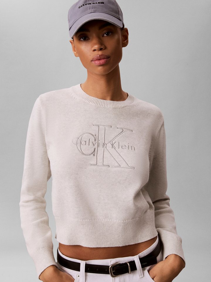 Calvin Klein Jeans Strickpullover Feinstrick, reine Baumwolle, Stickerei – Bild 3 von 5