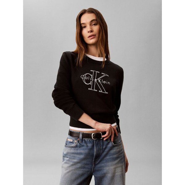 Calvin Klein Jeans Strickpullover Feinstrick, reine Baumwolle, Stickerei