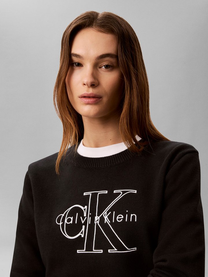 Calvin Klein Jeans Strickpullover Feinstrick, reine Baumwolle, Stickerei – Bild 4 von 5