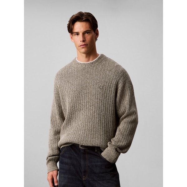Calvin Klein Jeans Strickpullover Rippstrick, Regular Fit, Logo-Stickerei