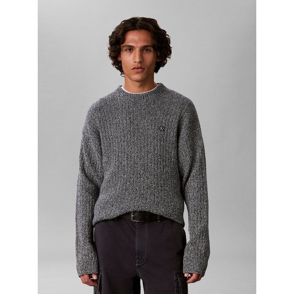 Calvin Klein Jeans Strickpullover Rippstrick, Regular Fit, Logo-Stickerei
