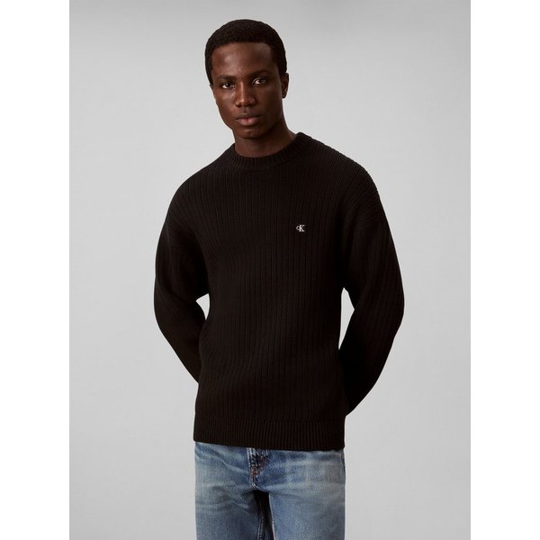 Calvin Klein Jeans Strickpullover Rippstrick, Regular Fit, Logo-Stickerei