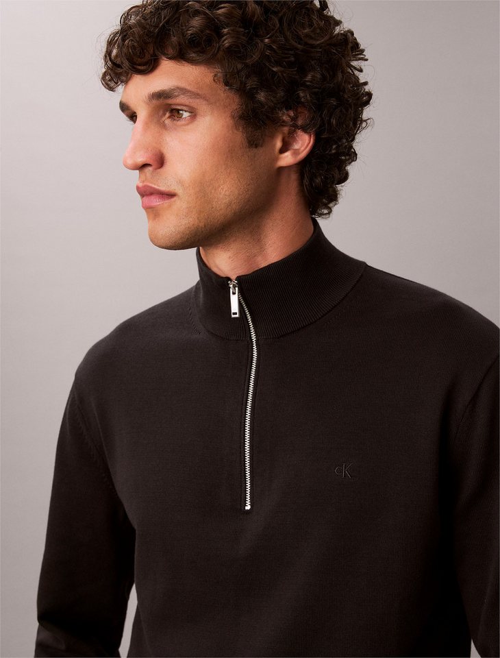 Calvin Klein Jeans Strickpullover Stehkragen mit Reißverschluss, Regular fit – Bild 3 von 5