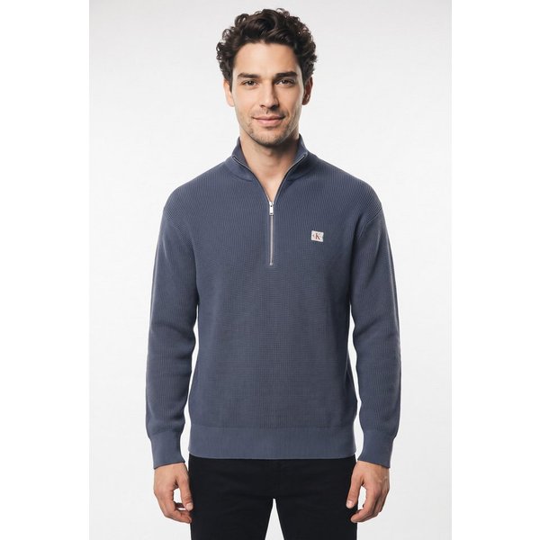 Calvin Klein Jeans Strickpullover Troyerkragen mit Reißverschluss, Regular Fit