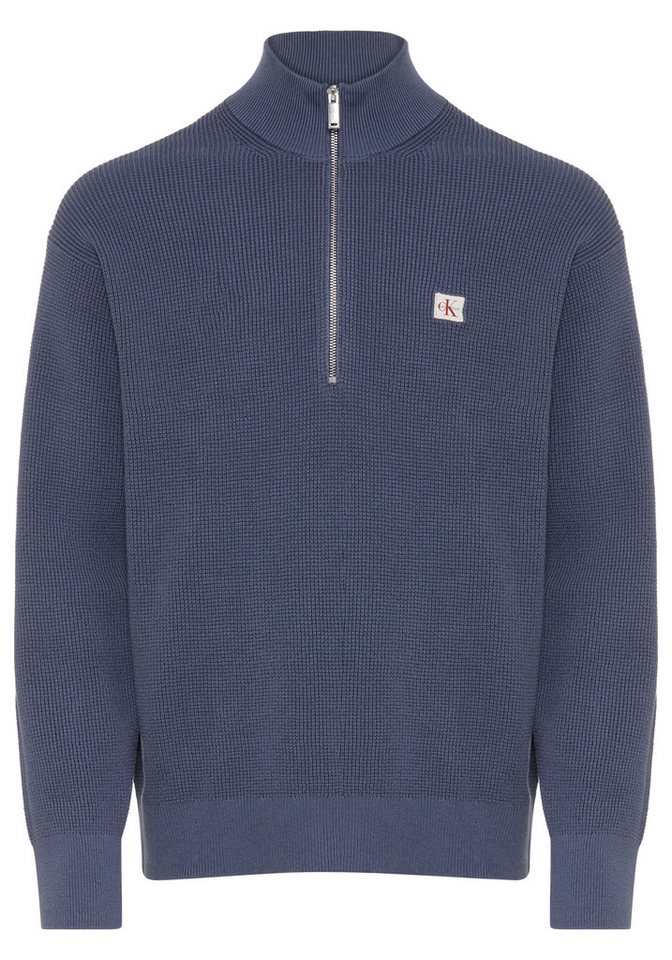 Calvin Klein Jeans Strickpullover Troyerkragen mit Reißverschluss, Regular Fit – Bild 3 von 4