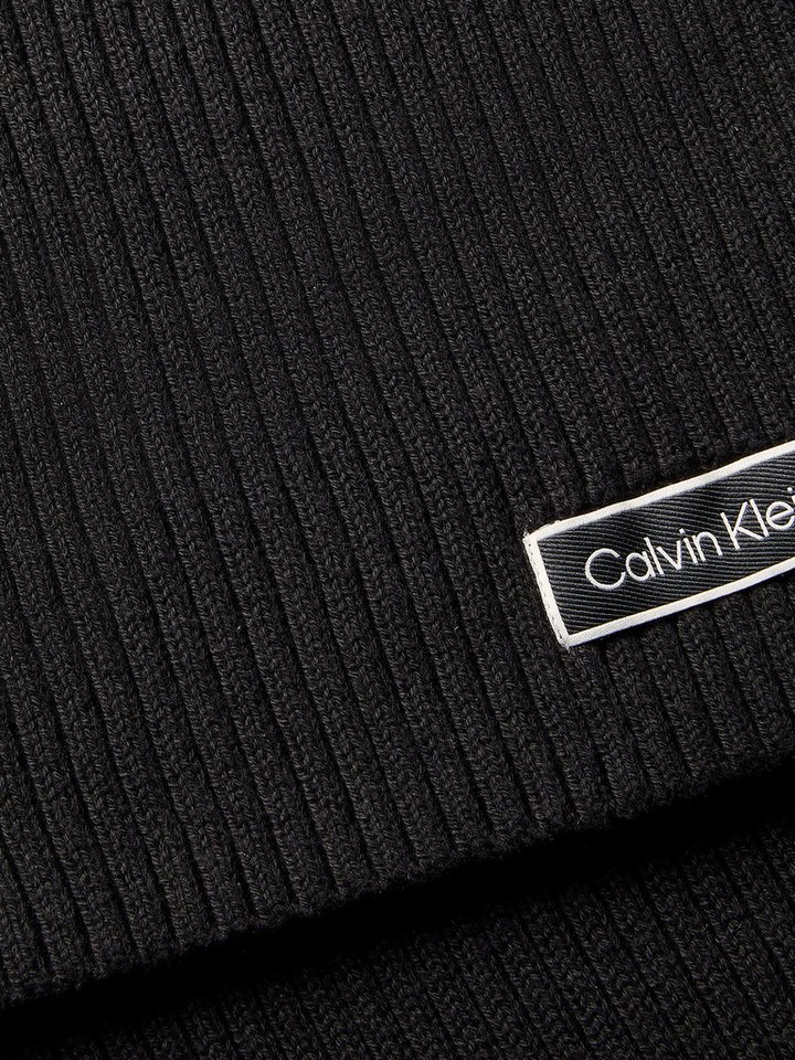 Calvin Klein Jeans Strickschal PATCH CHUNKY RIB CTN KNIT SCARF, Regular fit mit Markenlogo – Bild 2 von 3