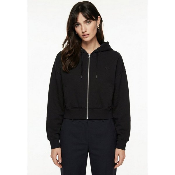 Calvin Klein Jeans Sweatjacke LS MONOGRAM TERRY CROP RELAXED F Regular fit mit Kapuze mit Kordelzug