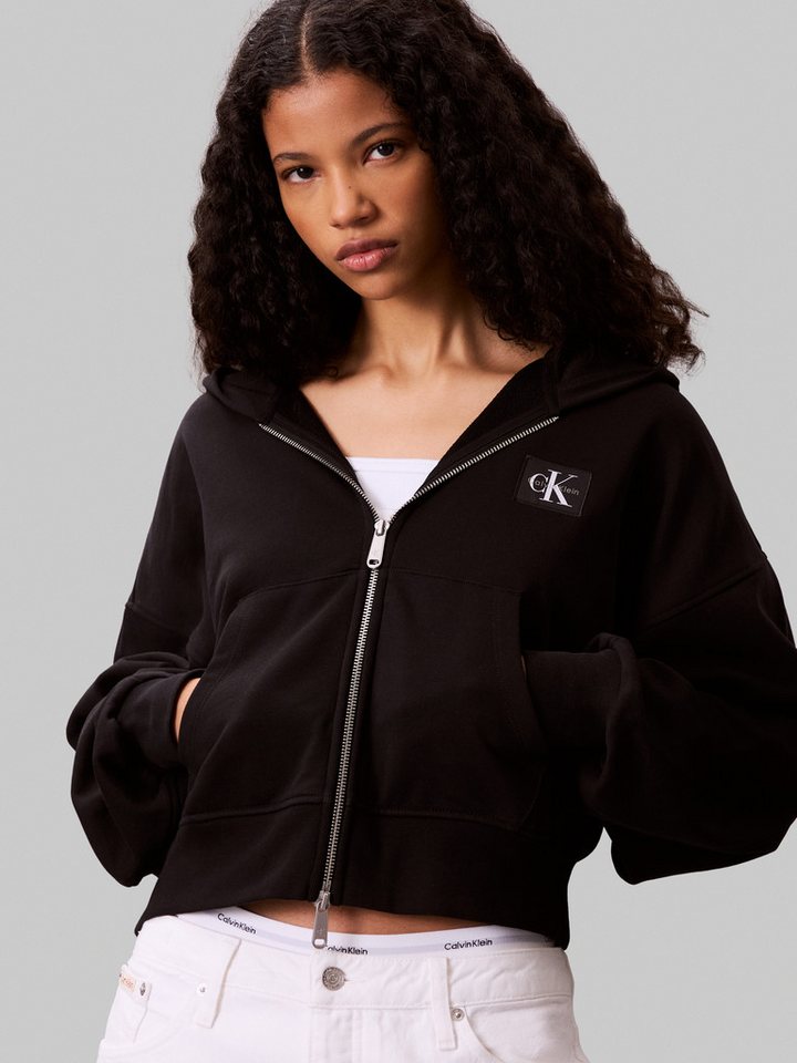 Calvin Klein Jeans Sweatjacke Oversized Fit, mit Kapuze, reine Baumwolle – Bild 2 von 5
