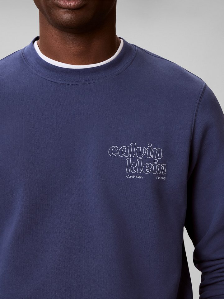 Calvin Klein Jeans Sweatshirt Rundhalsausschnitt, Brustdruck, reine Baumwolle – Bild 4 von 5