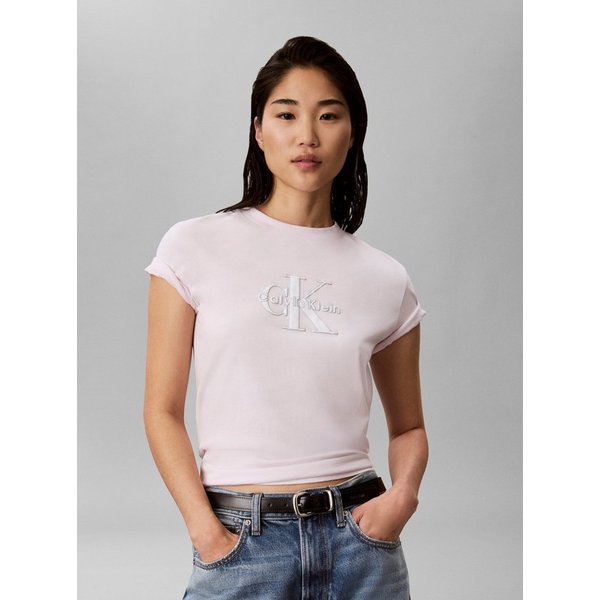 Calvin Klein Jeans T-Shirt Glitzer Logo, Regular Fit, Rundhalsausschnitt