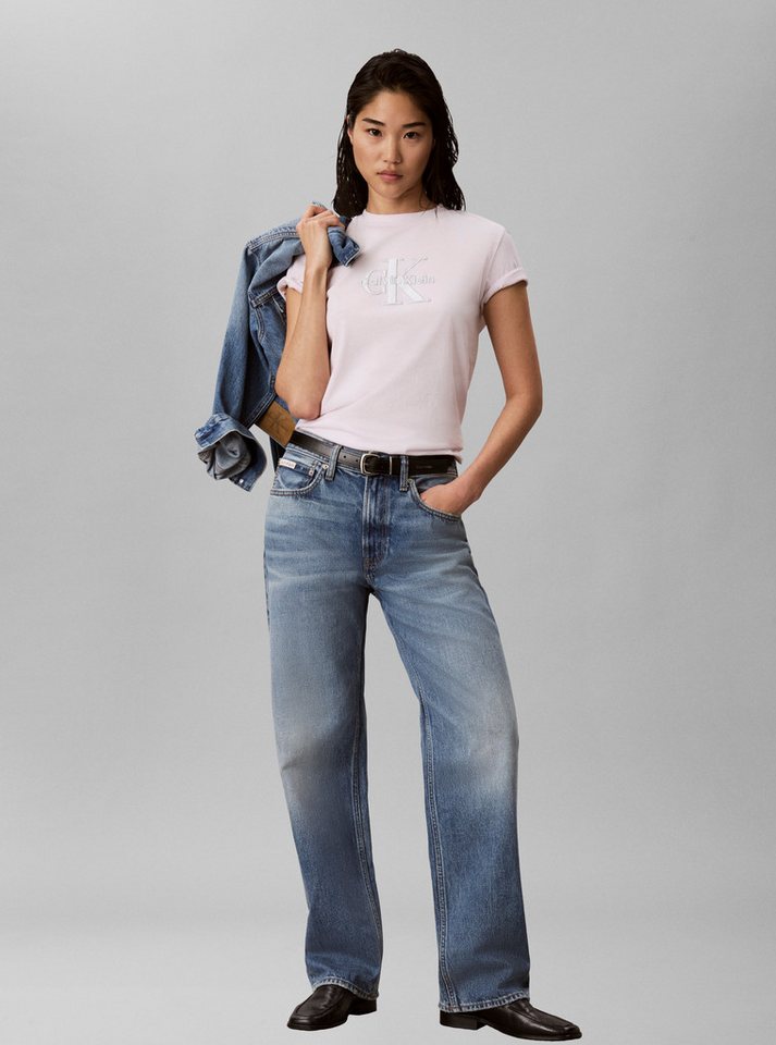 Calvin Klein Jeans T-Shirt Glitzer Logo, Regular Fit, Rundhalsausschnitt – Bild 5 von 5