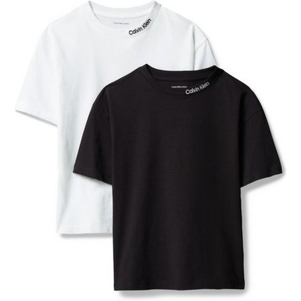 Calvin Klein Jeans T-Shirt (Packung, 2-tlg) Regular Fit, reine Baumwolle, gestickter Logoschriftzug
