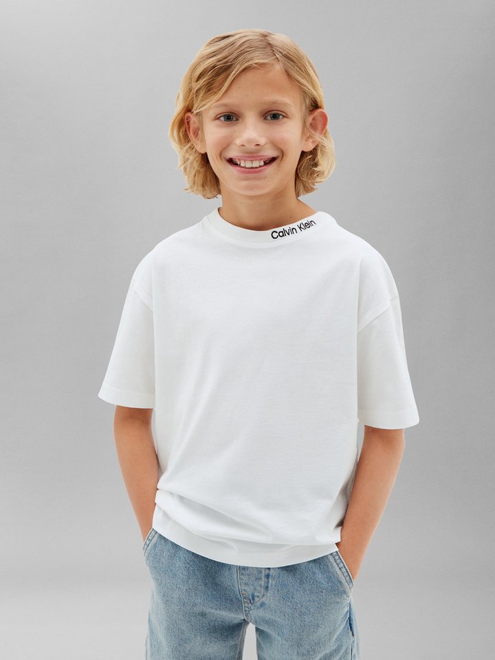 Calvin Klein Jeans T-Shirt (Packung, 2-tlg) Regular Fit, reine Baumwolle, gestickter Logoschriftzug – Bild 2 von 5