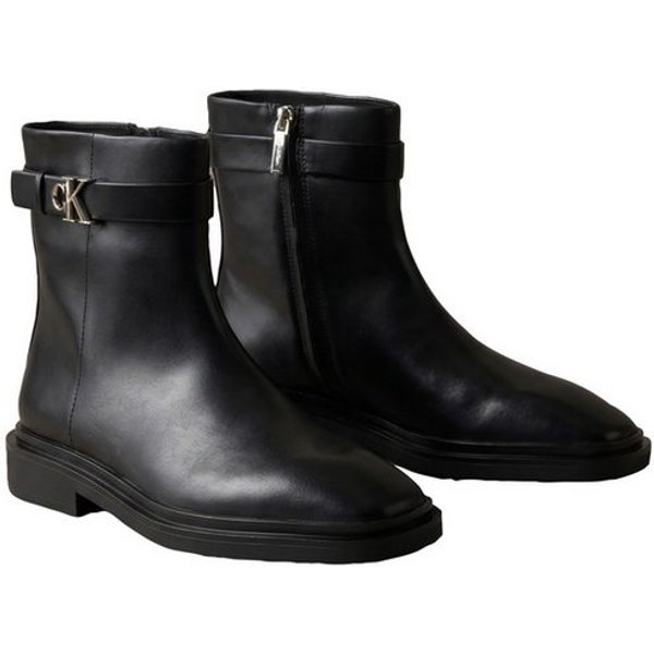 Calvin Klein SQUARE ANKLE BOOT LTH MG HDW Stiefelette Boots, Blockabsatz, mit CK-Logo