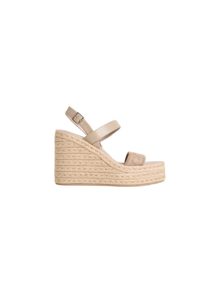 Calvin Klein WEDGE ESPAD 70 WEBBING LTH Keilsandalette Sommerschuh, Plateausandale, Keilabsatz, mit Bastbesatz – Bild 4 von 4
