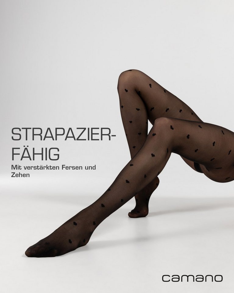 Camano Feinstrumpfhose mit Herz-Muster, 20 DEN, nahtloses Design, elastische Passform – Bild 4 von 5