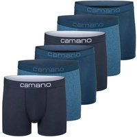 CAMANO Camano Herren Boxershorts, 6er Pack - Comfort Cotton, Unterhosen, Stretch Baumwolle, Größe L in Blau