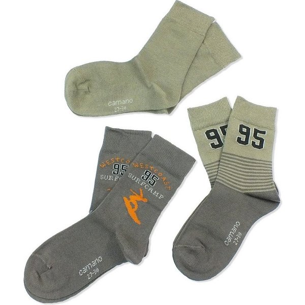 Camano Langsocken CA3841 (Packung, 3-Paar, 3 Paar) Kinder Socken, Jungen & Mädchen mit Baumwolle, Kindersocken